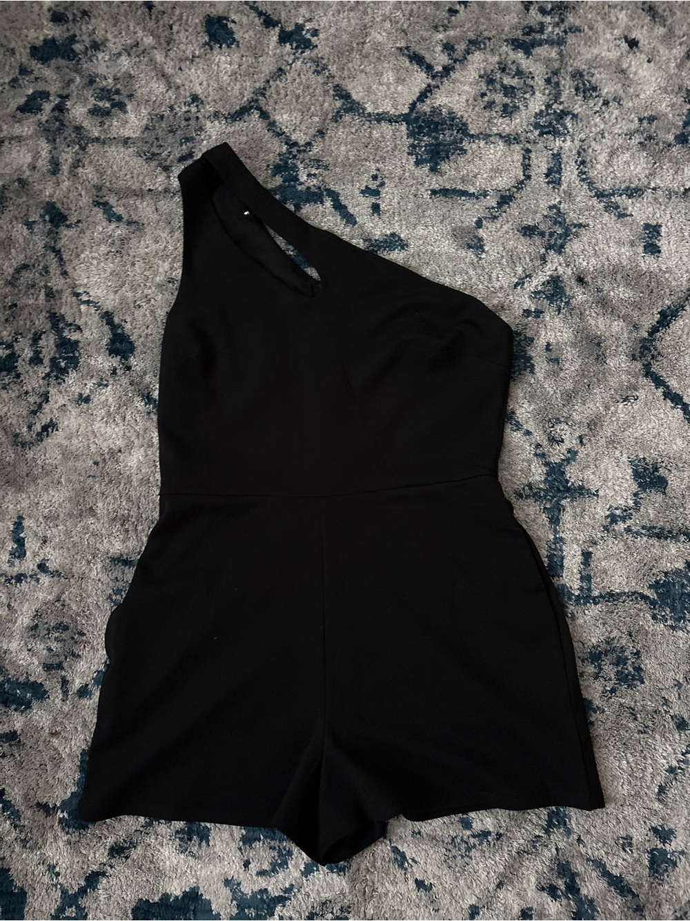 One-Shoulder Black Romper Jumpsuit